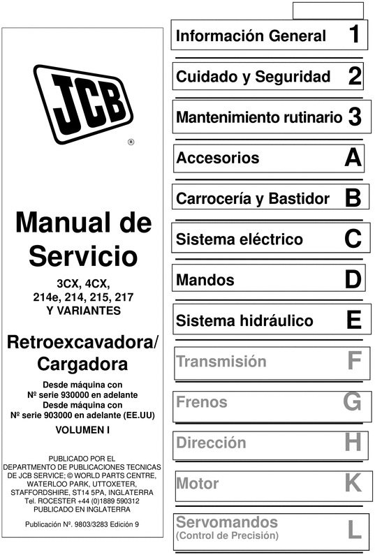 Product picture Manual de Servicio JCB 3CX, 4CX, 214e, 214, 215, 217 Y VARIANTES